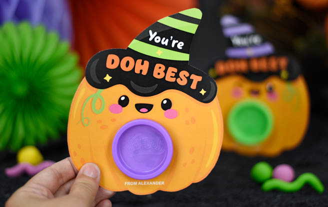 Pumpkin play doh holder